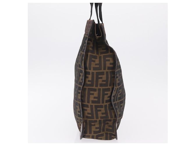 Fendi Borsa Tote Zucca Tela Marrone e Nero - vista 4