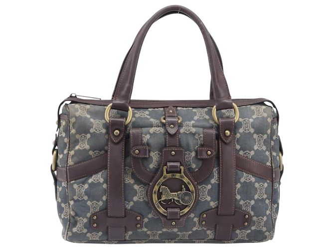 Céline Borsa a Mano Macadam Canvas Horse Carriage Blu - vista 2