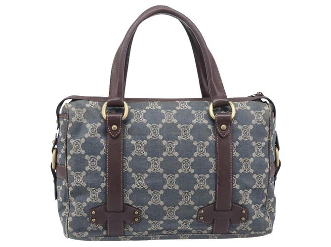 Céline Borsa a Mano Macadam Canvas Horse Carriage Blu - vista 3