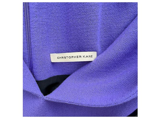 Christopher Kane Abito Runway Autunno 2012 in lana e pelle viola - vista 5