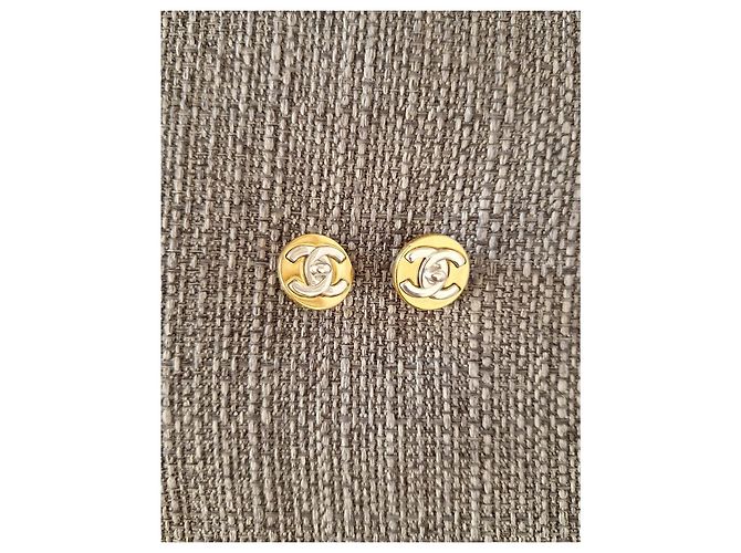 Orecchini a clip Chanel Timeless Oro e Argento (1997) - vista 3