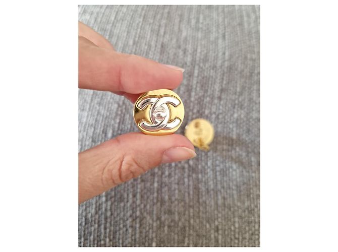 Orecchini a clip Chanel Timeless Oro e Argento (1997) - vista 7