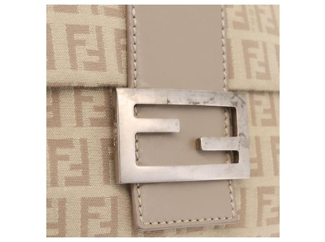 FENDI Zucchino Canvas Shoulder Bag Beige Silver 8BT075 Auth 211031 - Jerrillo - vista 17