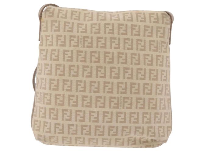 FENDI Zucchino Canvas Shoulder Bag Beige Silver 8BT075 Auth 211031 - Jerrillo - vista 4