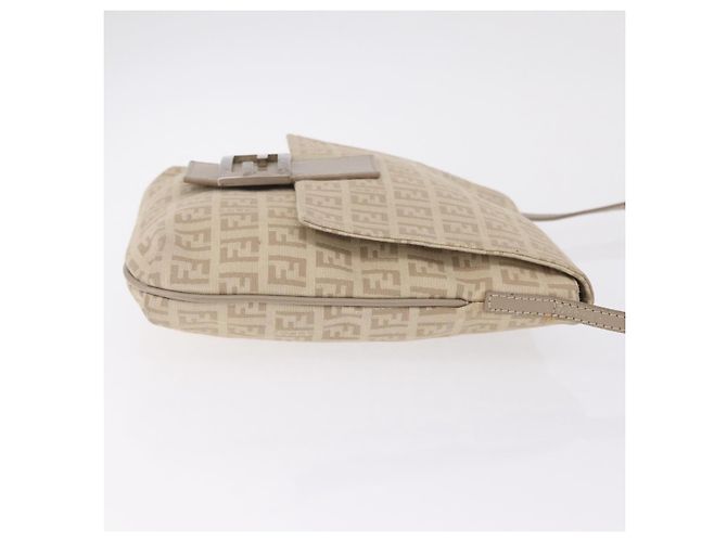 FENDI Zucchino Canvas Shoulder Bag Beige Silver 8BT075 Auth 211031 - Jerrillo - vista 5