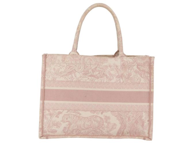 Sac Christian Dior Book Tote en toile rose authentique 211809V - Jerrillo - vue 3