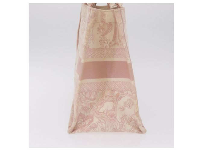Sac Christian Dior Book Tote en toile rose authentique 211809V - Jerrillo - vue 5
