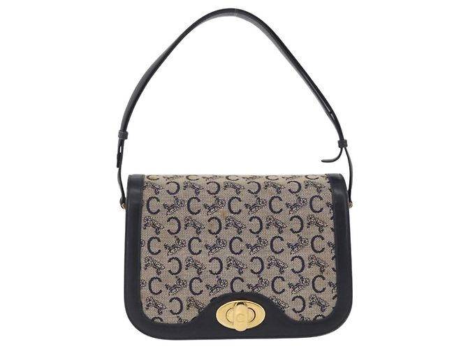 Céline CELINE C Macadam Canvas Schultertasche Navy Gold Auth 209321 - Jerrillo - Ansicht 2