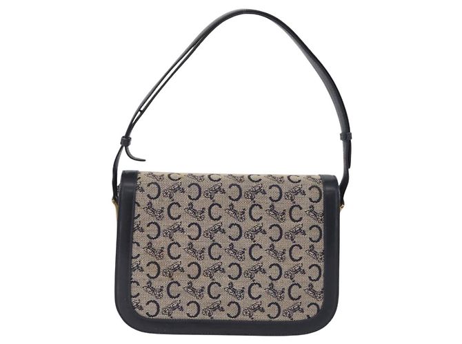 Céline CELINE C Macadam Canvas Schultertasche Navy Gold Auth 209321 - Jerrillo - Ansicht 4