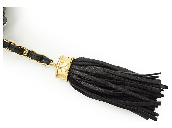 Chanel Vintage CC Lambskin Matelasse Camera Bag mit Fransen und Kette - Ansicht 11