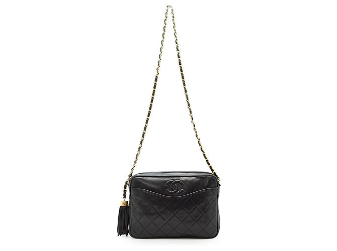 Chanel Vintage CC Lambskin Matelasse Camera Bag mit Fransen und Kette - Ansicht 3