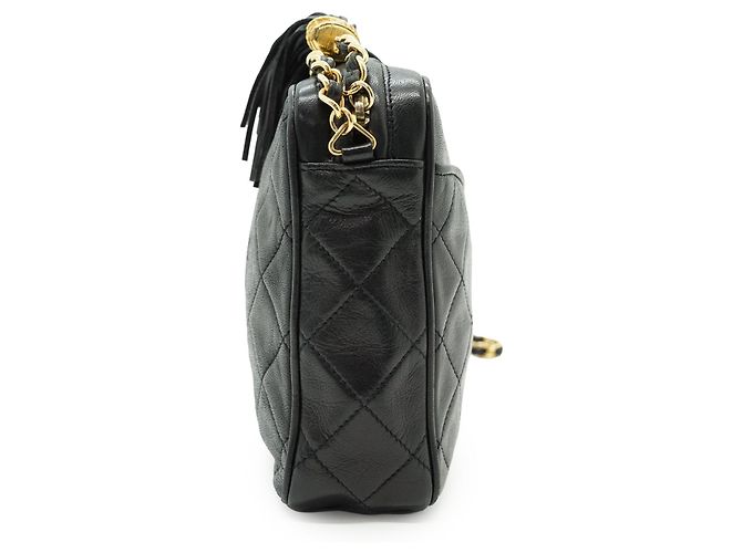 Chanel Vintage CC Lambskin Matelasse Camera Bag mit Fransen und Kette - Ansicht 4
