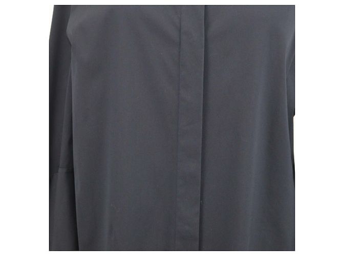 Camicia Christian Dior in misto cotone blu navy con maniche a palloncino - vista 4