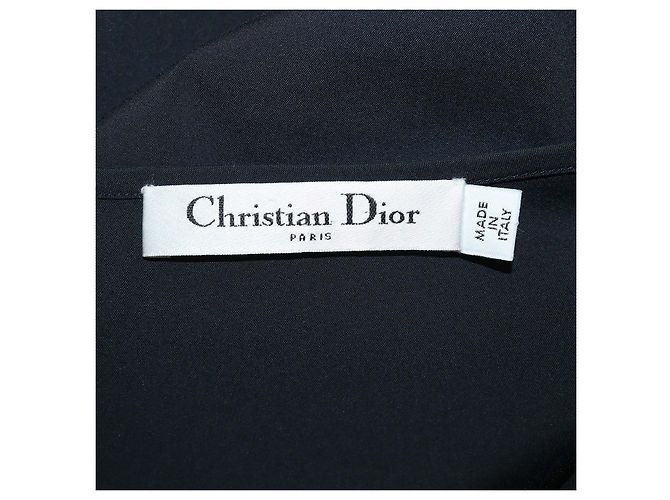 Camicia Christian Dior in misto cotone blu navy con maniche a palloncino - vista 5