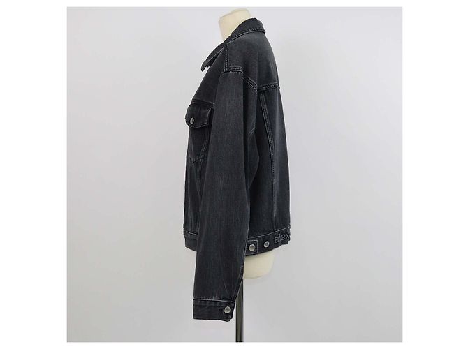 Alexander Wang Alexander Wanf schwarze Denim-Jacke mit Knöpfen - Ansicht 2