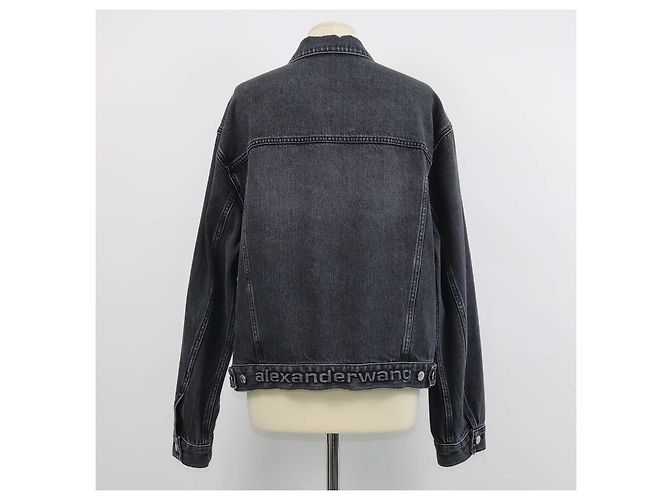 Alexander Wang Alexander Wanf schwarze Denim-Jacke mit Knöpfen - Ansicht 3