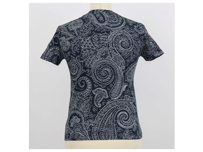 T-shirt Etro azul marinho e branco em algodão com estampado bandana - vista 3