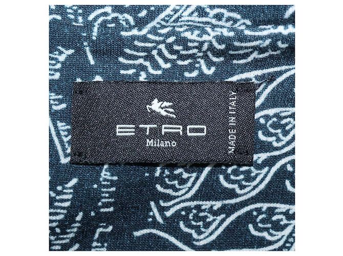 T-shirt Etro azul marinho e branco em algodão com estampado bandana - vista 5
