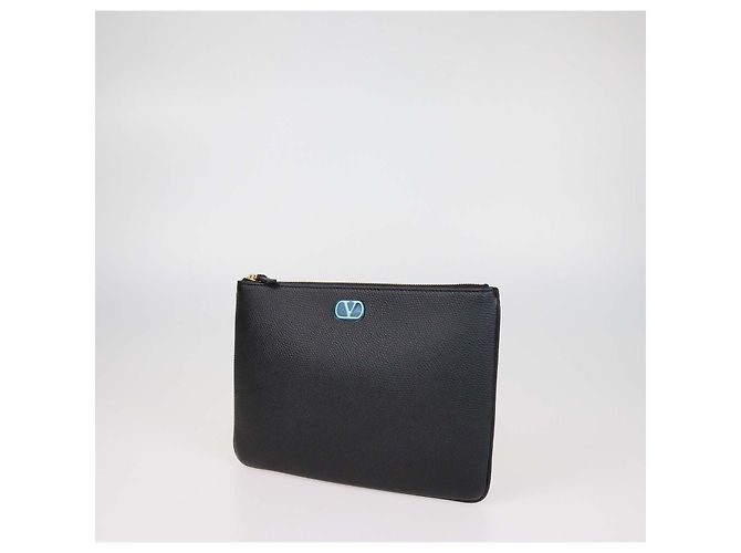 Pouch VLogo Signature Valentino in pelle nera - vista 2