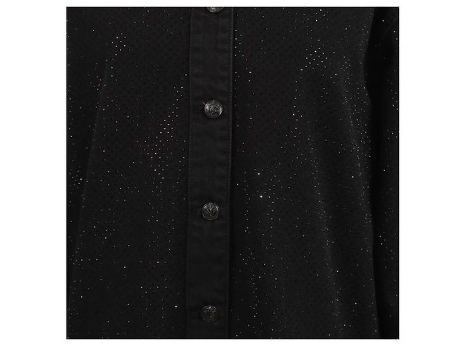 Camicia a maniche lunghe Rag & Bone in denim nero con cristalli - vista 4