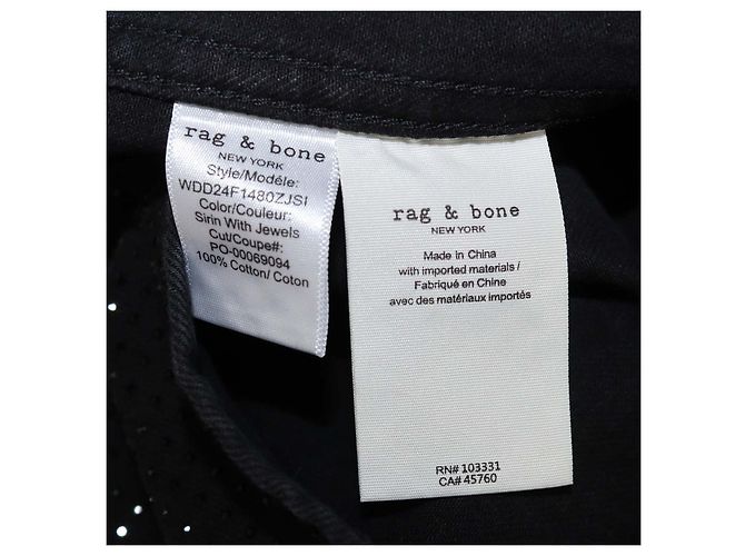 Camicia a maniche lunghe Rag & Bone in denim nero con cristalli - vista 6