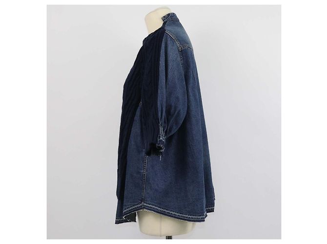 Sacai Pullover aus Baumwoll-Denim-Mischgewebe in Navy Blue - Ansicht 2