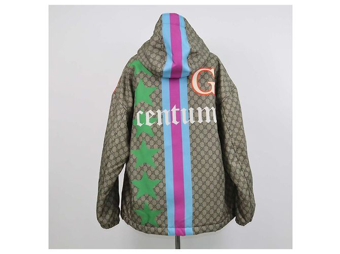 Giacca Gucci Centrum stampata in nylon GG beige - vista 3