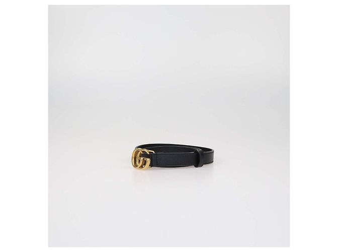 Gucci GG Marmont schmaler Gürtel aus schwarzem Leder - Ansicht 3