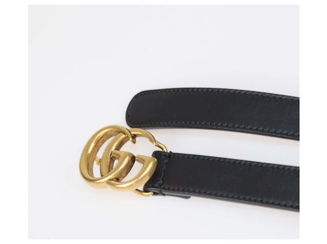 Gucci GG Marmont schmaler Gürtel aus schwarzem Leder - Ansicht 6
