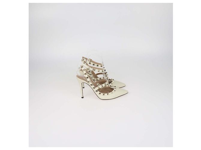 Valentino Rockstud Caged Pumps aus cremefarbenem Leder - Ansicht 3