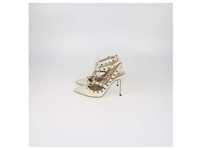 Valentino Rockstud Caged Pumps aus cremefarbenem Leder - Ansicht 4