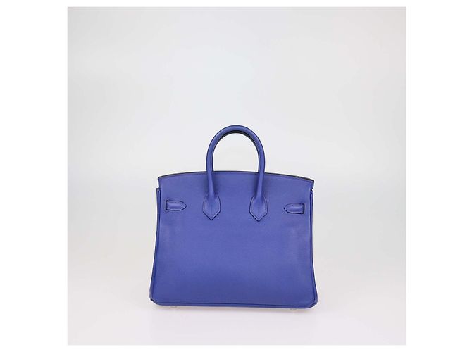 Hermès mala Birkin 25 Hermes em couro Novillo Blue Electric com hardware Palladium - vista 3