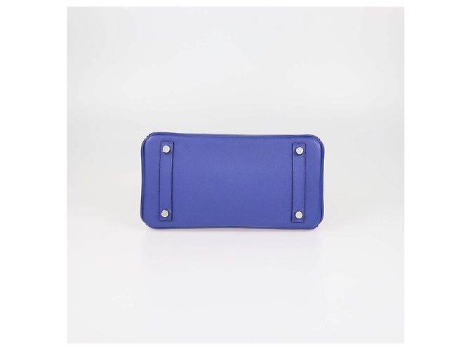 Hermès mala Birkin 25 Hermes em couro Novillo Blue Electric com hardware Palladium - vista 4