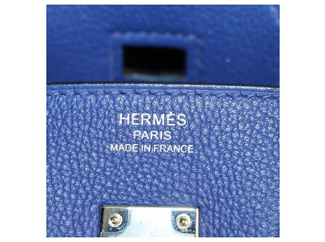 Hermès mala Birkin 25 Hermes em couro Novillo Blue Electric com hardware Palladium - vista 5