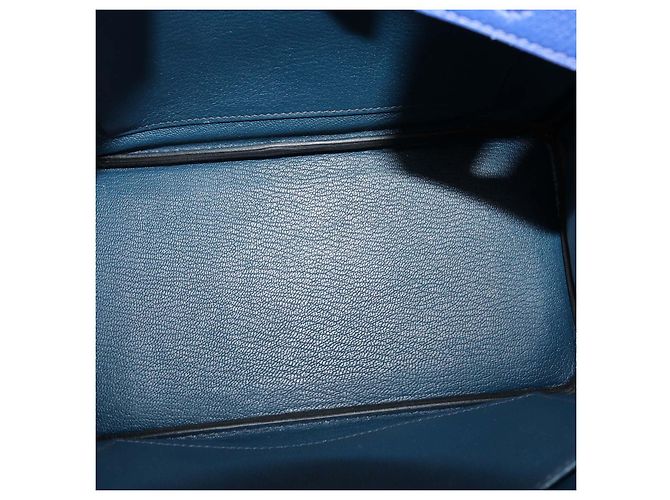 Hermès mala Birkin 25 Hermes em couro Novillo Blue Electric com hardware Palladium - vista 6