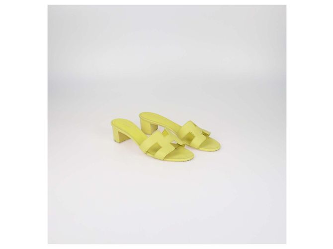 Hermès Sandali Oran Hermes in pelle Epsom Lime - vista 2