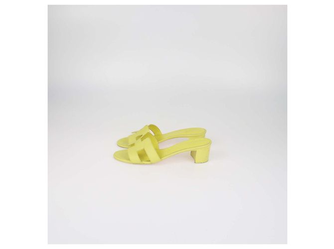 Hermès Sandali Oran Hermes in pelle Epsom Lime - vista 4