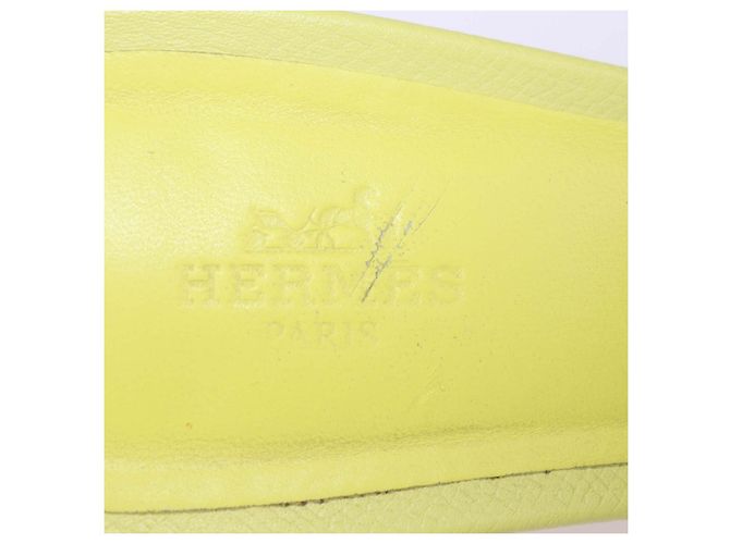 Hermès Sandali Oran Hermes in pelle Epsom Lime - vista 6