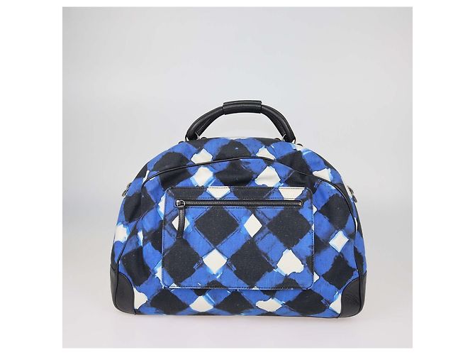 Borsa Bowling Chanel Blue, White Printed Canvas and Caviar Airlines Round Trip - vista 3