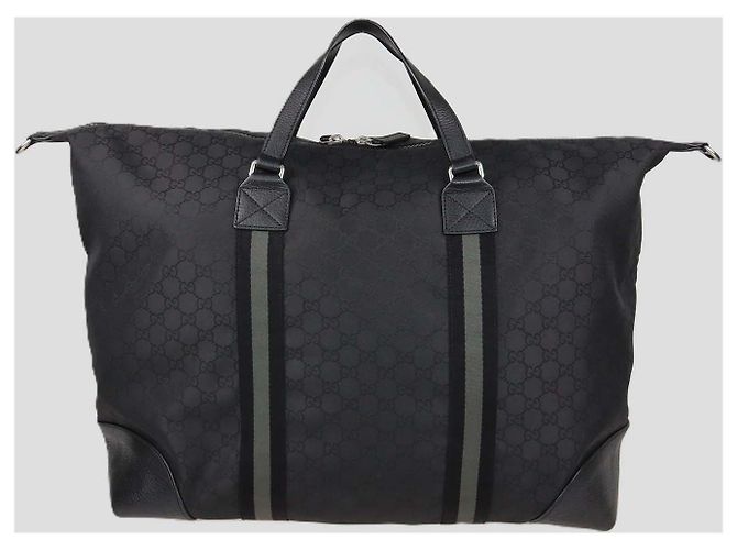 Borsa Duffle Gucci in tela nera XL GG e nylon Web - vista 3