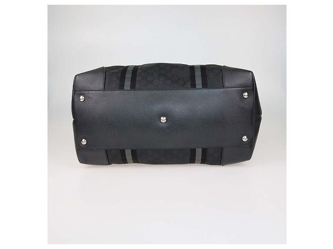 Borsa Duffle Gucci in tela nera XL GG e nylon Web - vista 4