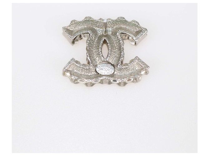 Pendientes Chanel Silver Tone Crystal Push Back - vista 4