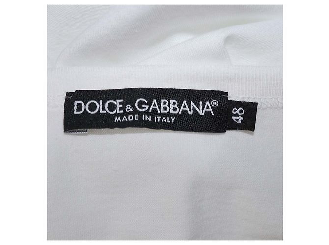 T-shirt in cotone bianca con scollo a V Dolce & Gabbana - vista 5
