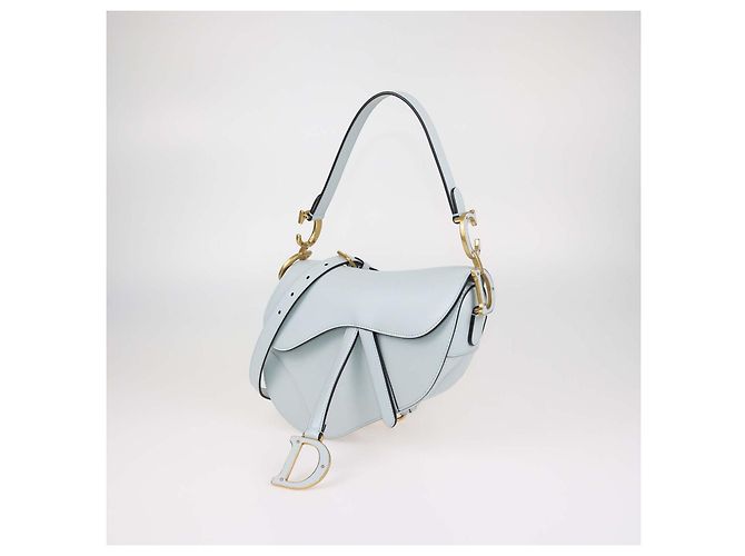 Bolsa Saddle Christian Dior em couro azul claro com alça - vista 2