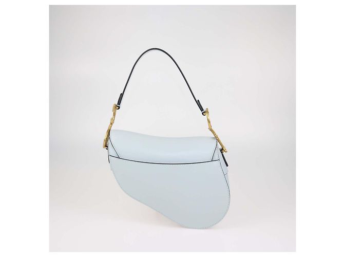 Bolsa Saddle Christian Dior em couro azul claro com alça - vista 3