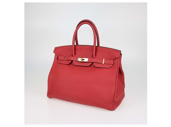 Hermès Borsa Birkin 35 Hermes in pelle Togo Vermillon con hardware dorato - vista 2