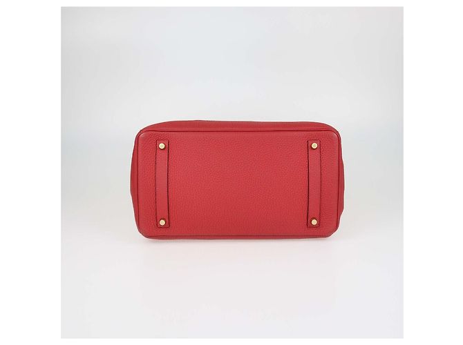 Hermès Borsa Birkin 35 Hermes in pelle Togo Vermillon con hardware dorato - vista 4