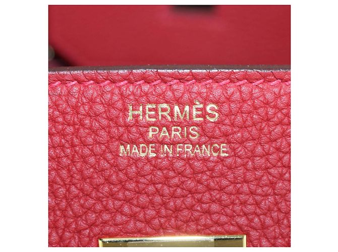 Hermès Borsa Birkin 35 Hermes in pelle Togo Vermillon con hardware dorato - vista 5