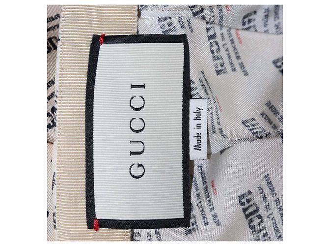 Falda midi plisada Gucci beige de seda con estampado Invite Stamp - vista 5