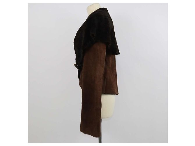 Ralph Laurent Toggle Loop Jacke aus dunkelbraunem Wildleder und Lammfell - Ansicht 2